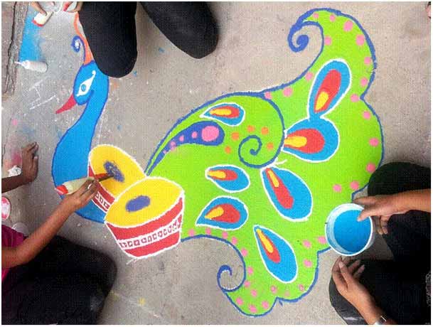 beautiful peacock rangoli designs for competition